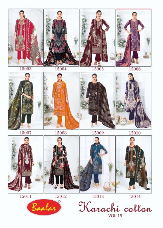 Baalar karachi vol 15 suryajyoti dress material wholesale in surat